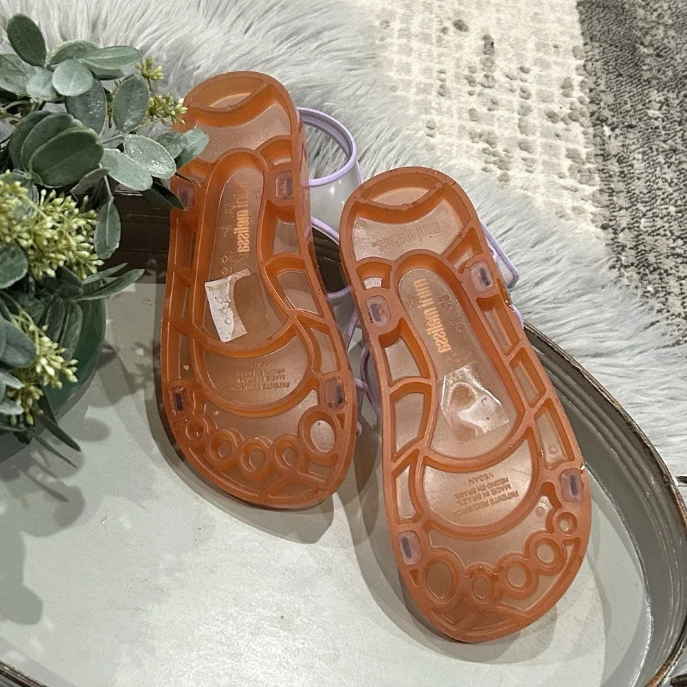 Mini Melissa Acqua Sandals Sz‎ 3 Jelly Sandals Orange Purple Adjustable Strap